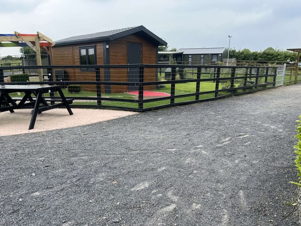 Fence installation at Causey Farm produced by NGP from recycled materials sustainable outdoor fen ()