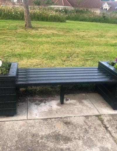 plastic bench with square planters next generation plastics