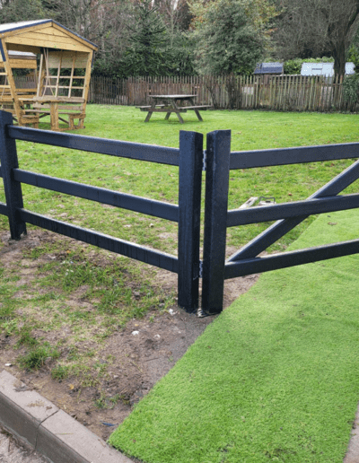 Plastic fencing with gate installed kids playground Meath Ireland