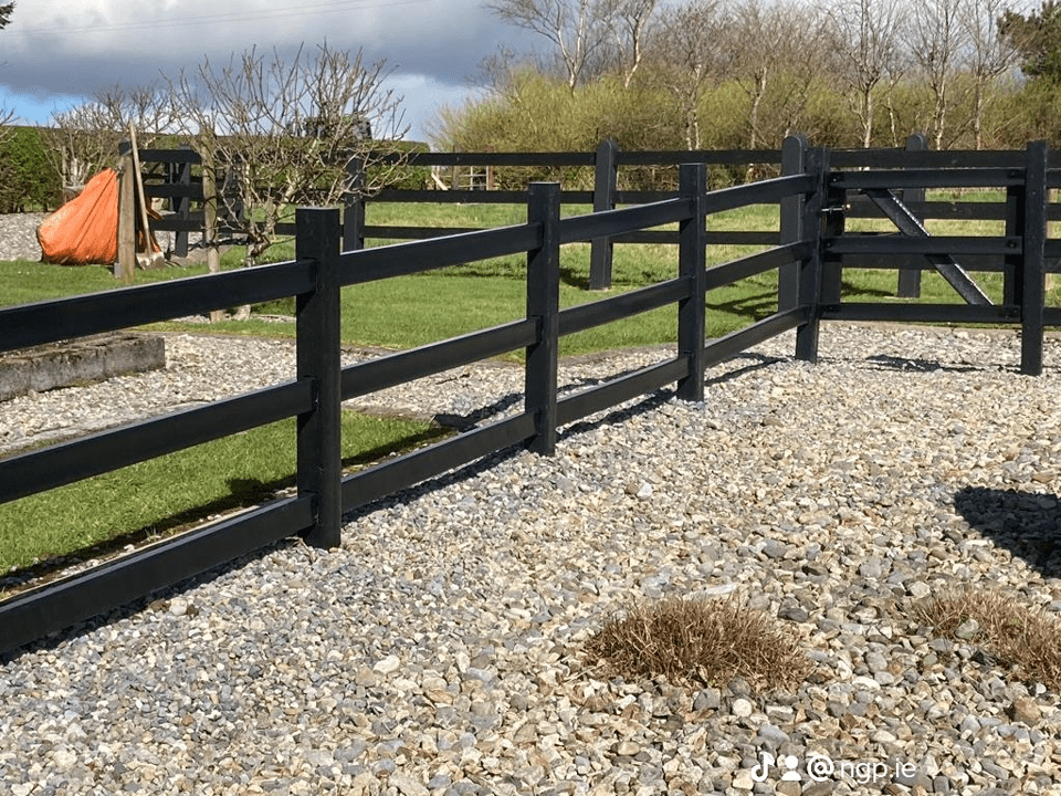Recycled Plastic Fencing black installed in a house in Ireland Irish manufacturer NGP Recycled Plastic Fencing black installed in a house in Ireland Irish manufacturer NGP
