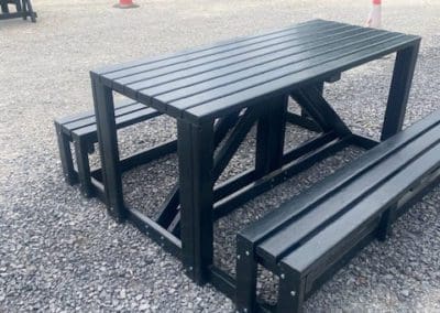 Black picnic bench and seating made in Ireland NGP
