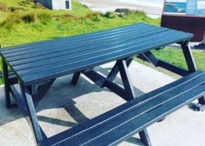 A Frame picnic benches Keem Bay Achill Co Mayo Ireland Next Generation Plastics NGP